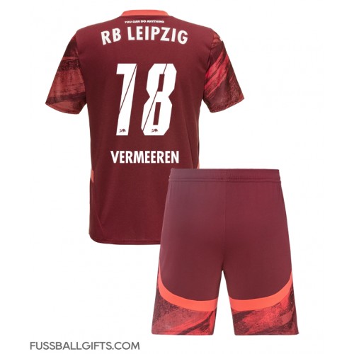 RB Leipzig Arthur Vermeeren #18 Fußballbekleidung Auswärtstrikot Kinder 2024-25 Kurzarm (+ kurze hosen)